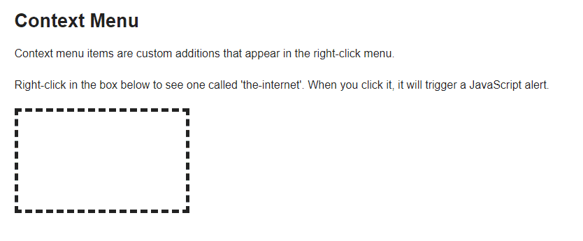 The Internet JavaScript Selenium Click Event Example