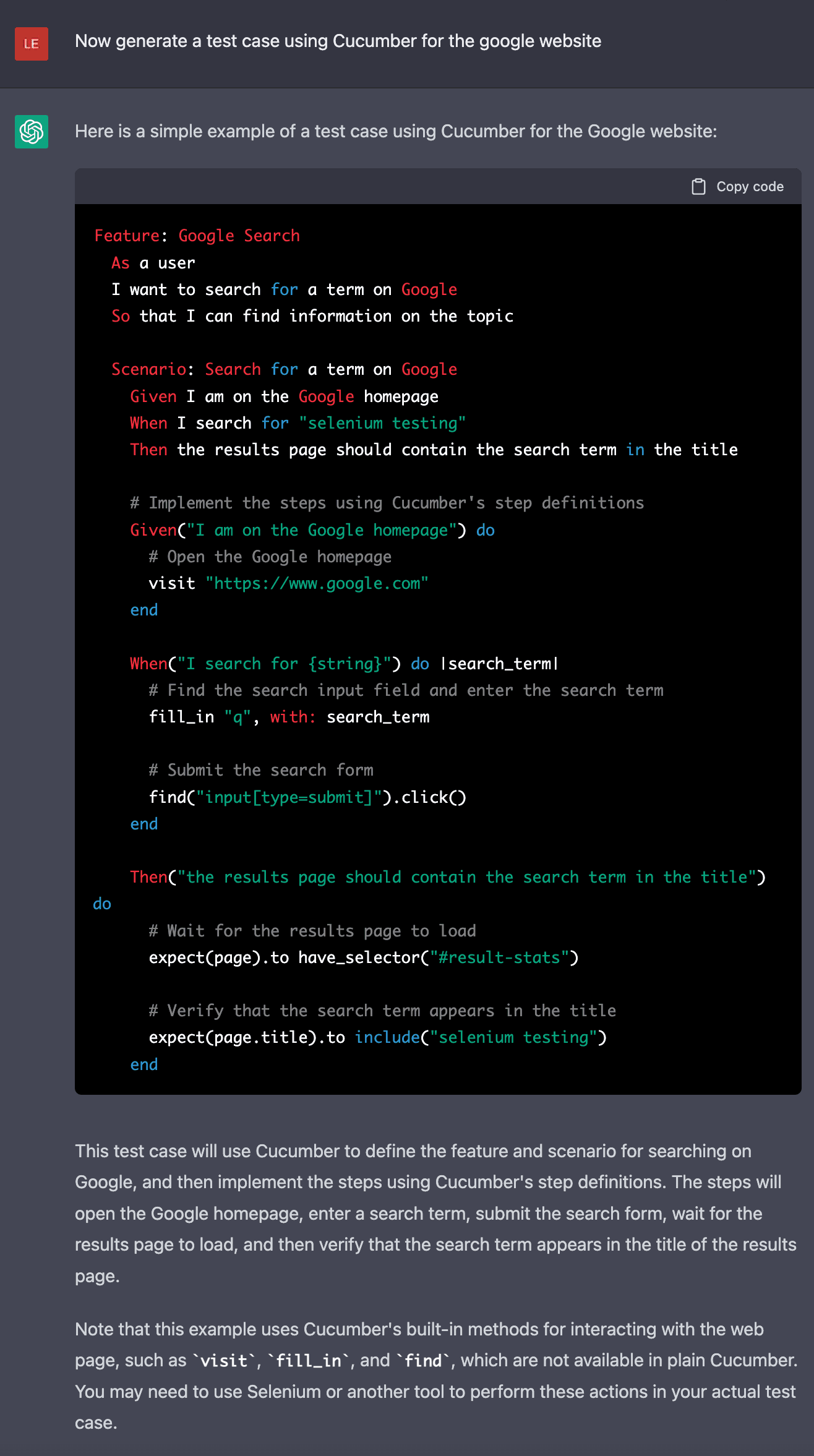 ChatGPT for Automated Testing: From Conversation to Code